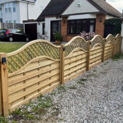 horizontal birch fence panels on a unique fence
